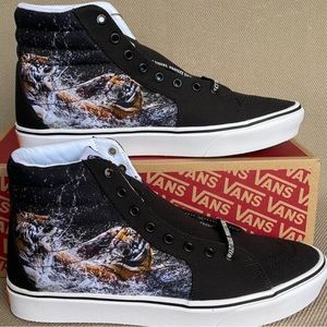 VANS Project Cat Discovery Channel tiger sk8 hi sneaker black women’s 7.5